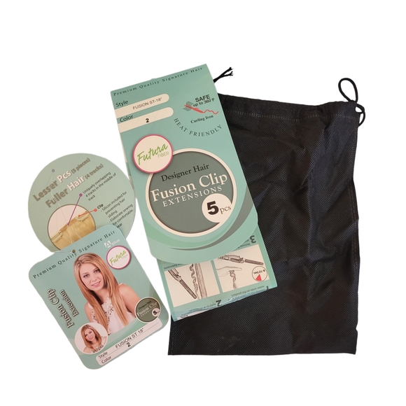 🌿Fusion Clip Extensions Color 2 18" Futura Fiber-Sleek,Soft Mimics Real Hair! - Picture 4 of 7